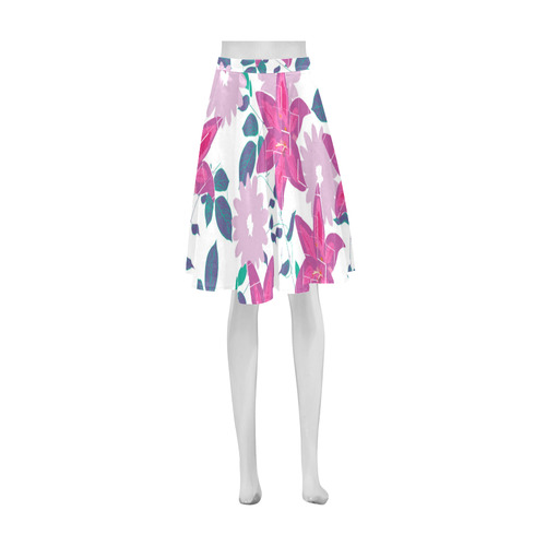 Tropical Violet White Tiles Athena Women's Short Skirt (Model D15)
