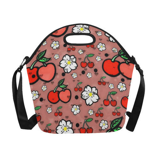 Cherry popart by Nico Bielow Neoprene Lunch Bag/Large (Model 1669)