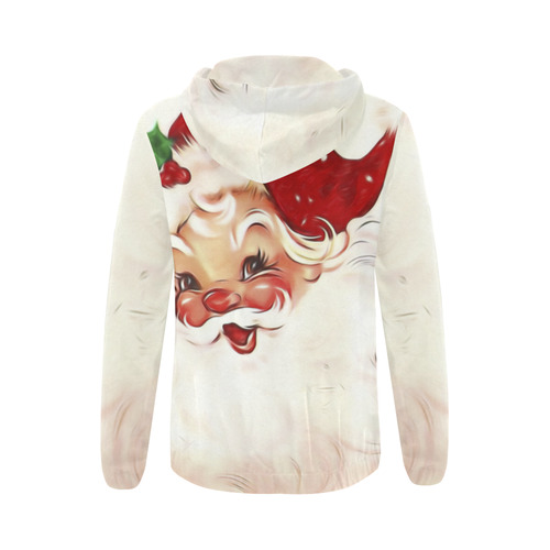 A cute vintage Santa Claus with a mistletoe All Over Print Full Zip Hoodie for Women (Model H14)