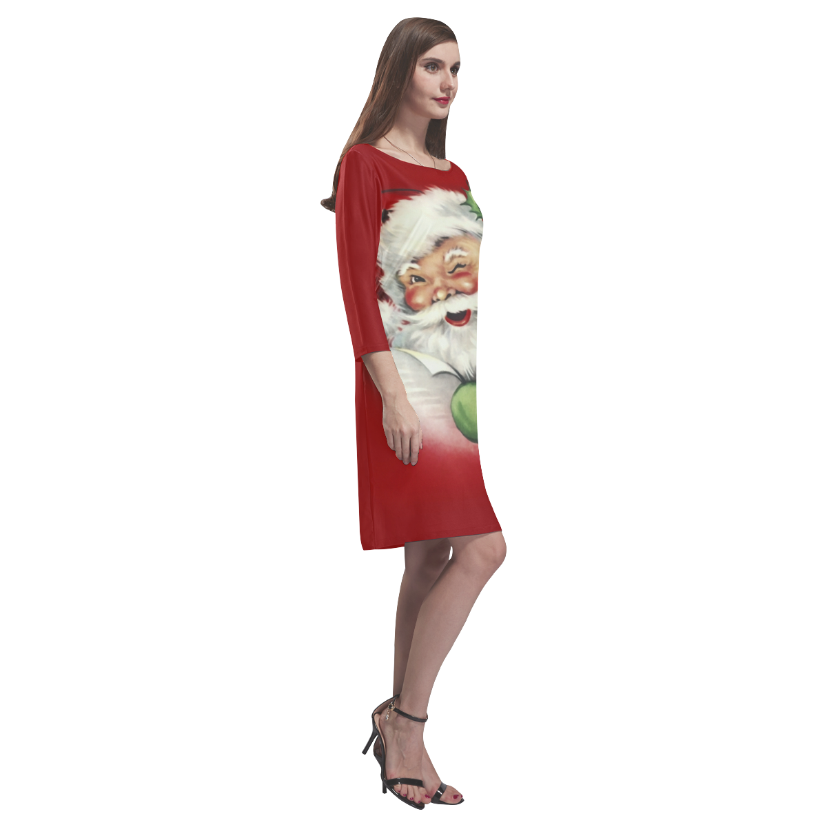 A beautiful vintage santa claus Rhea Loose Round Neck Dress(Model D22)