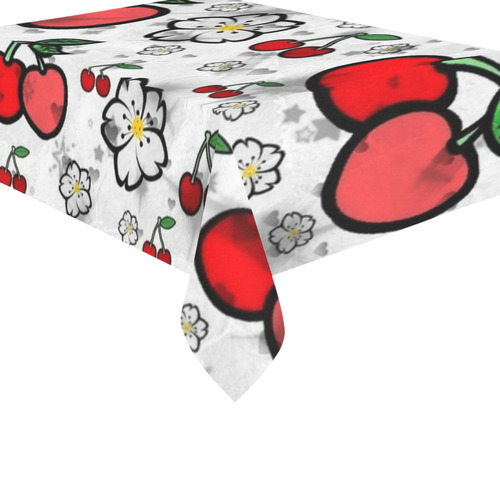 Cherry Popart by Nico Bielow Cotton Linen Tablecloth 60"x 84"