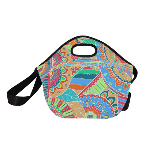 Fantasy Paisley Ornaments Pattern pastel white Neoprene Lunch Bag/Large (Model 1669)
