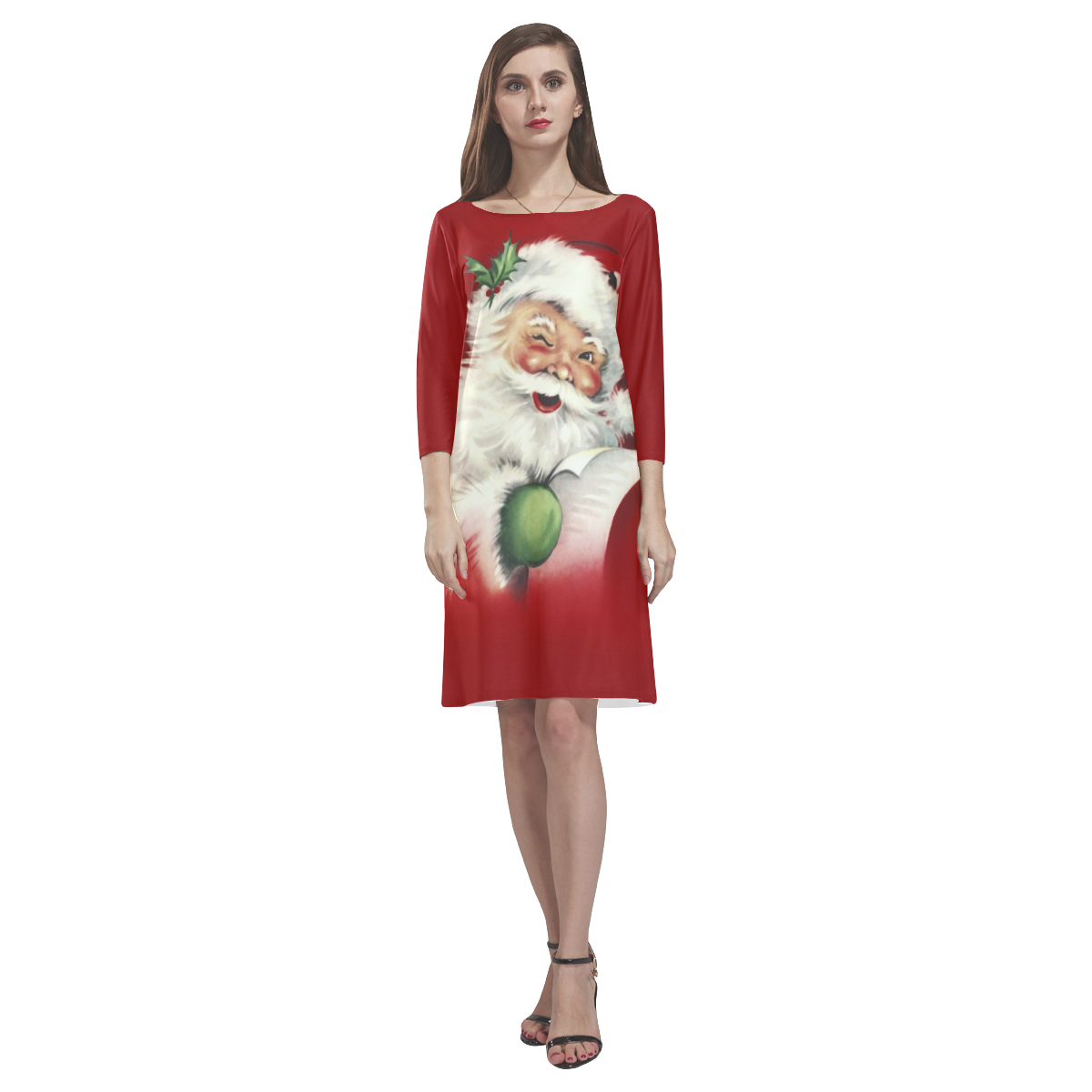 A beautiful vintage santa claus Rhea Loose Round Neck Dress(Model D22)