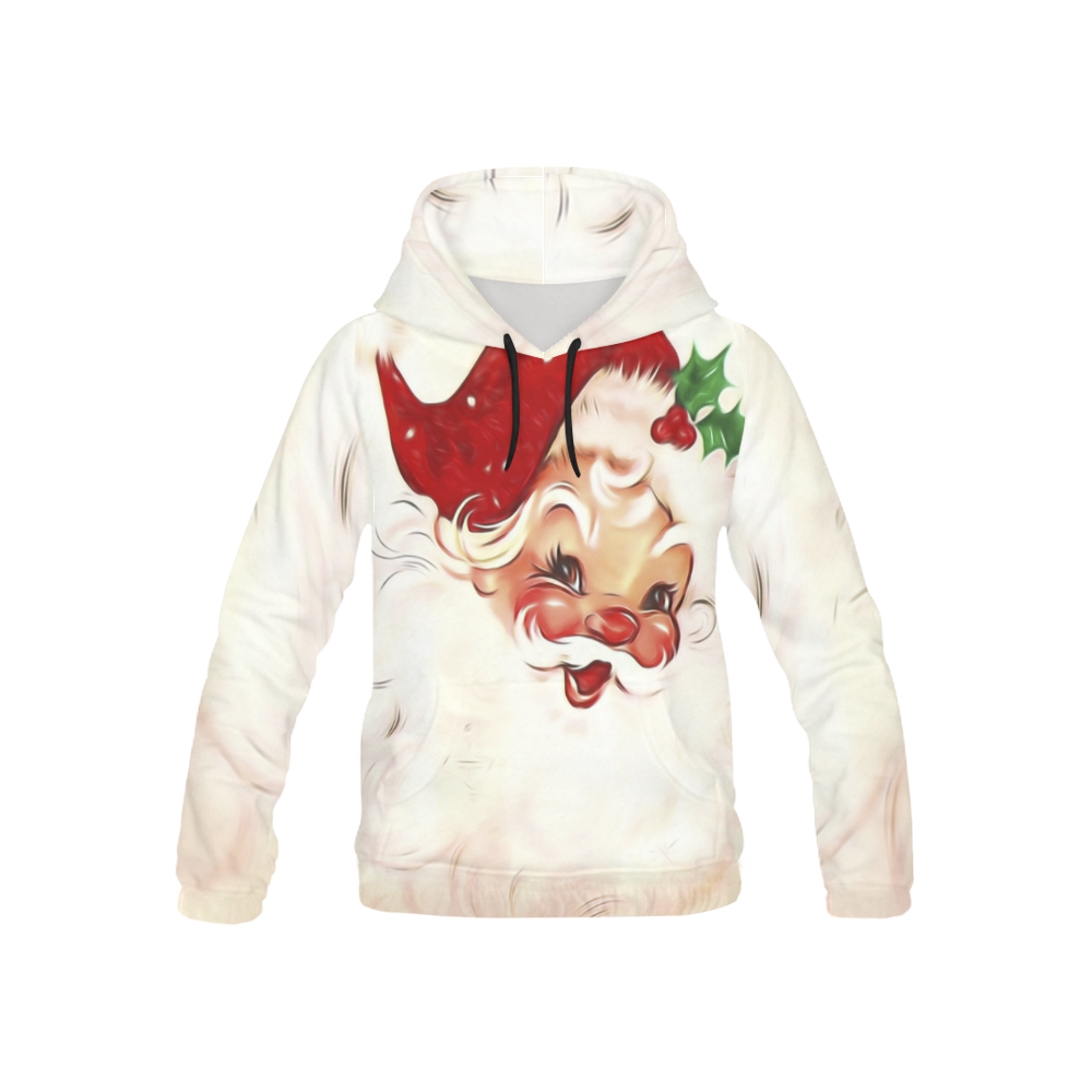 A cute vintage Santa Claus with a mistletoe All Over Print Hoodie for Kid (USA Size) (Model H13)