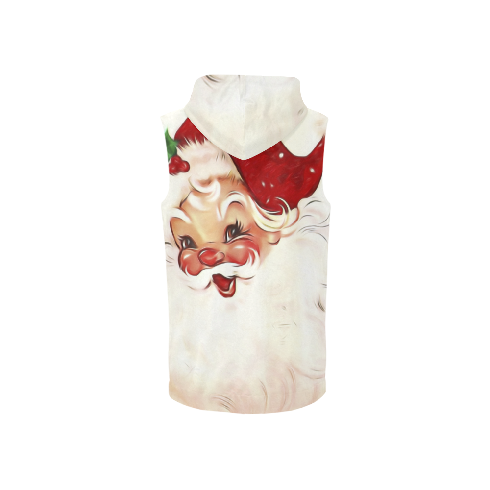 A cute vintage Santa Claus with a mistletoe All Over Print Sleeveless Zip Up Hoodie for Women (Model H16)
