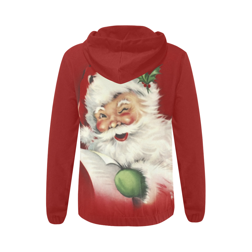 A beautiful vintage santa claus All Over Print Full Zip Hoodie for Women (Model H14)