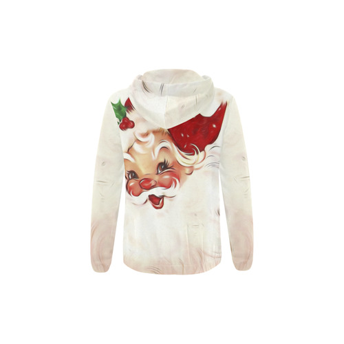 A cute vintage Santa Claus with a mistletoe All Over Print Full Zip Hoodie for Kid (Model H14)