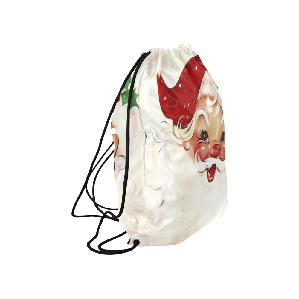 A cute vintage Santa Claus with a mistletoe Large Drawstring Bag Model 1604 (Twin Sides)  16.5"(W) * 19.3"(H)