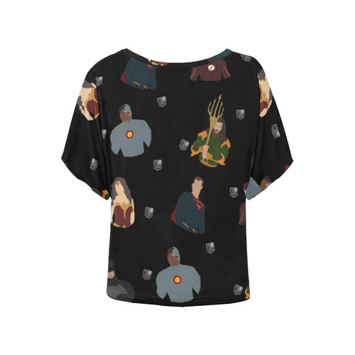 Justiceleague Women's Batwing-Sleeved Blouse T shirt (Model T44)