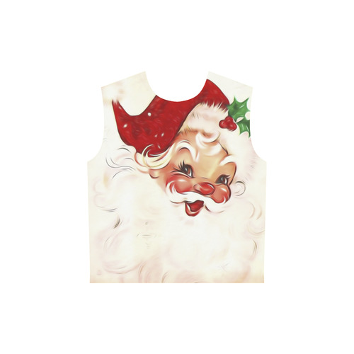 A cute vintage Santa Claus with a mistletoe All Over Print Sleeveless Hoodie for Women (Model H15)
