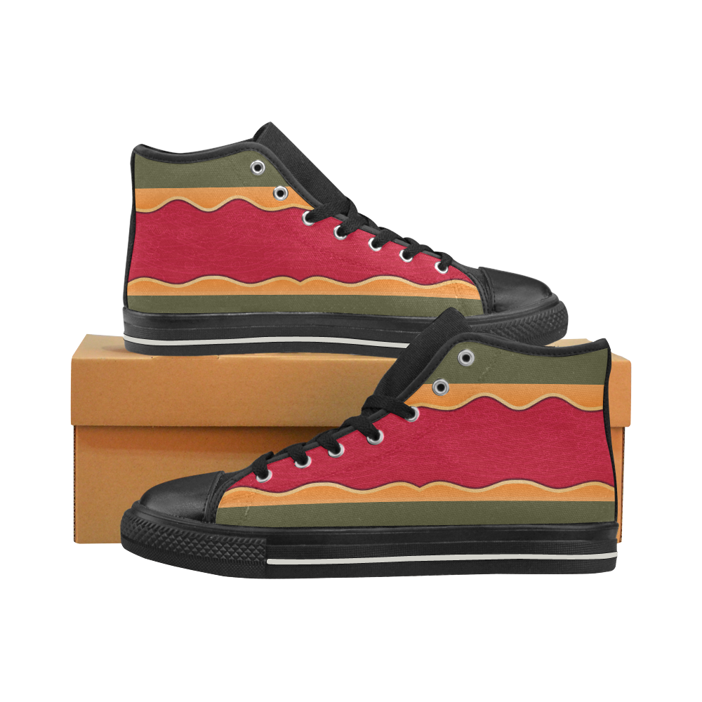 Green and Red High Top Sneakers Men’s Classic High Top Canvas Shoes (Model 017)