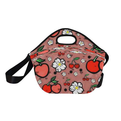 Cherry popart by Nico Bielow Neoprene Lunch Bag/Large (Model 1669)