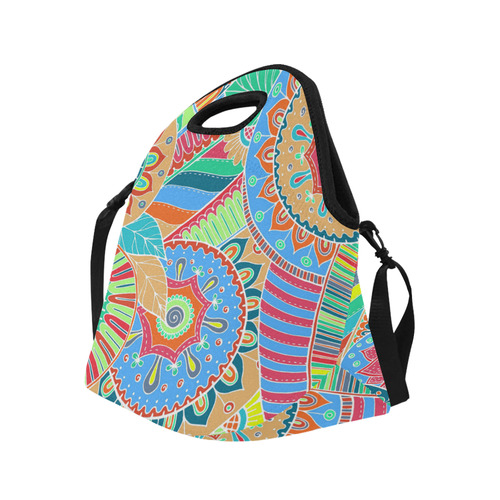 Fantasy Paisley Ornaments Pattern pastel white Neoprene Lunch Bag/Large (Model 1669)