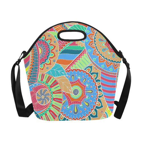 Fantasy Paisley Ornaments Pattern pastel white Neoprene Lunch Bag/Large (Model 1669)