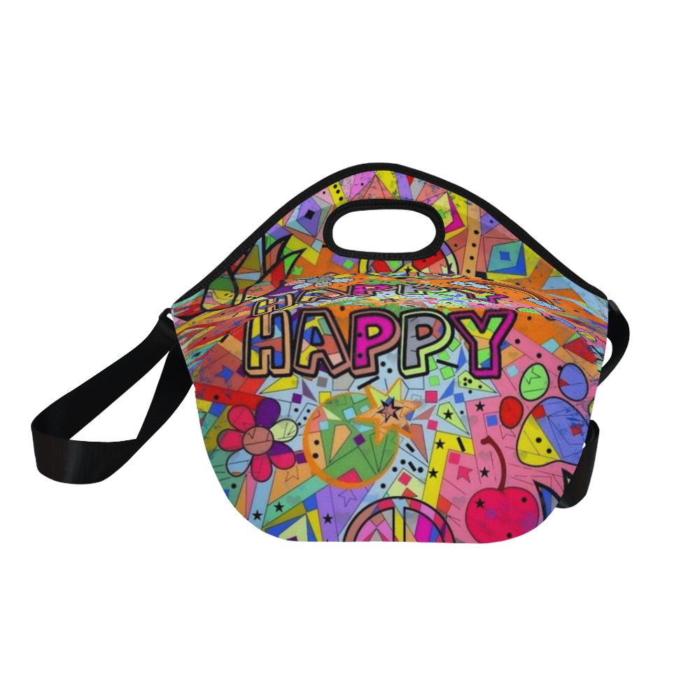 A Happy popart by Nico Bielow Neoprene Lunch Bag/Large (Model 1669)