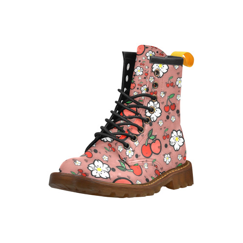 Cherry popart by Nico Bielow High Grade PU Leather Martin Boots For Women Model 402H