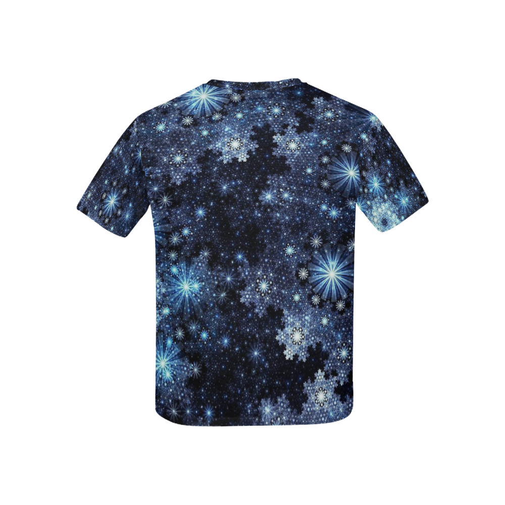 Wintery Blue Snowflake Pattern Kids' All Over Print T-shirt (USA Size) (Model T40)