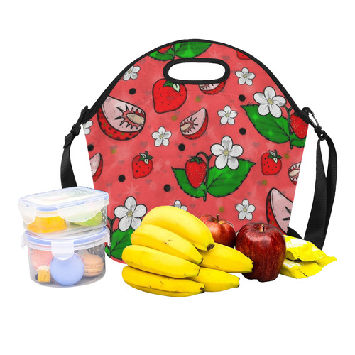 Stawberry popart by Nico Bielow Neoprene Lunch Bag/Large (Model 1669)