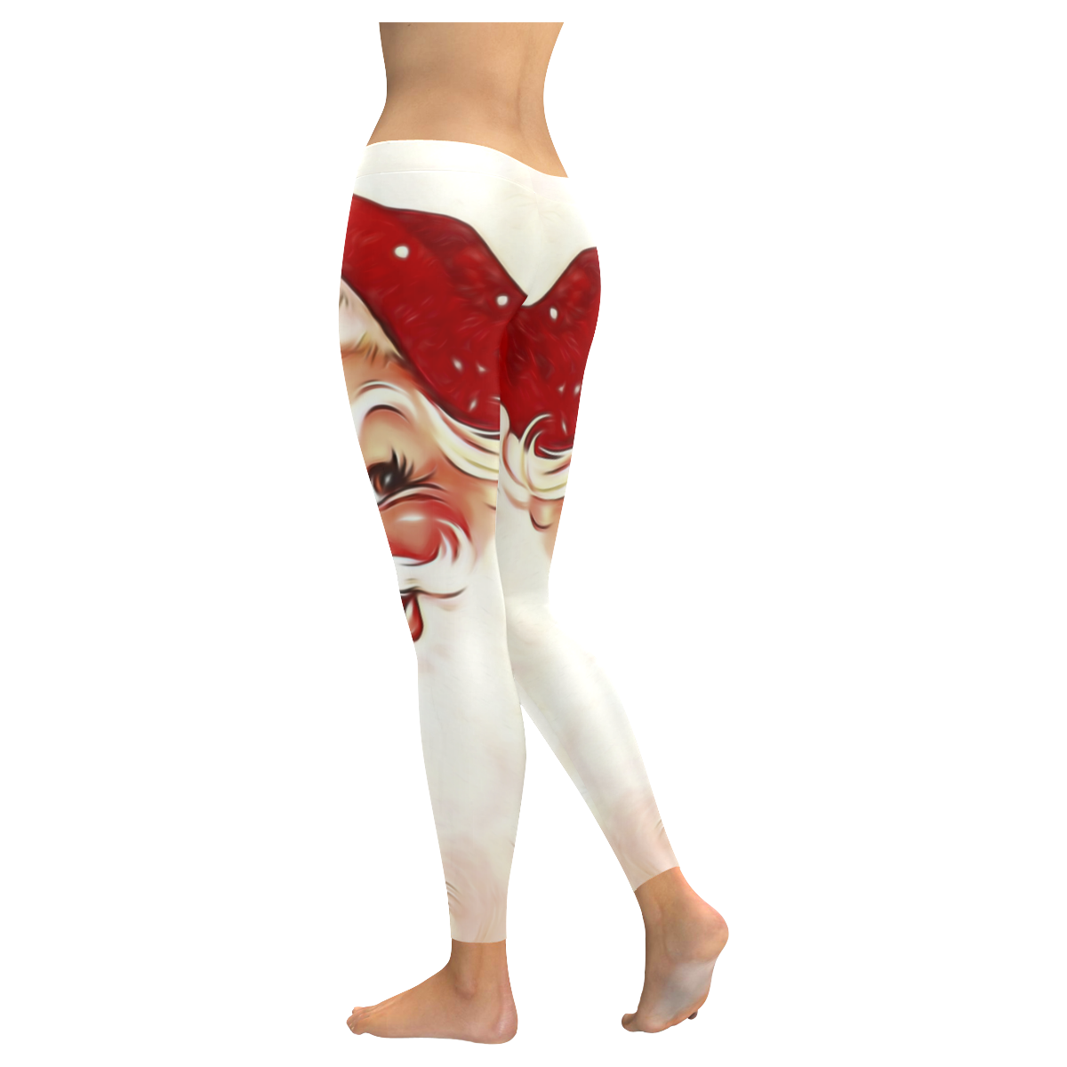 A cute vintage Santa Claus with a mistletoe Women's Low Rise Leggings (Invisible Stitch) (Model L05)