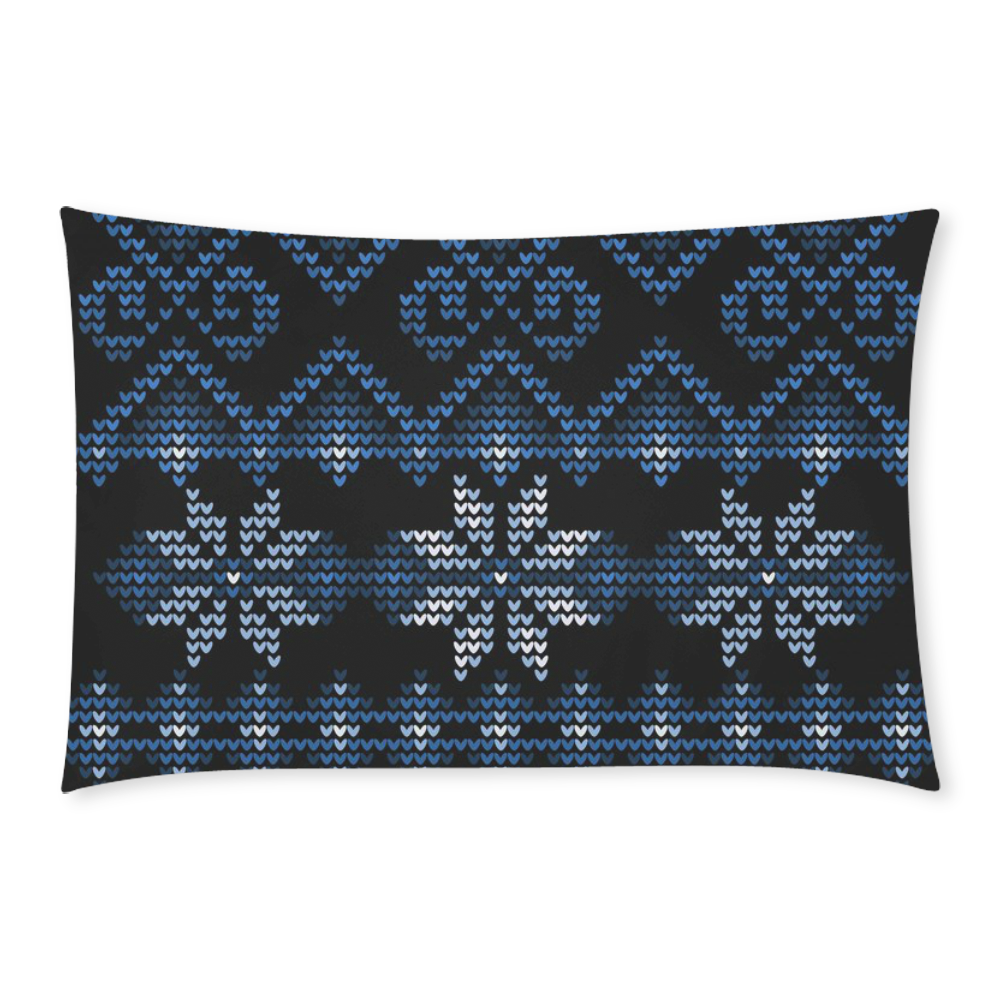 Ugly Christmas Sweater Faux Knit blue, Christmas 3-Piece Bedding Set