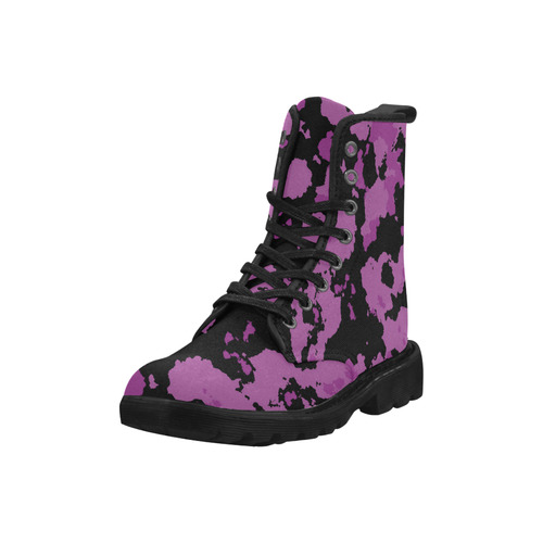 purple camouflage Martin Boots for Women (Black) (Model 1203H)