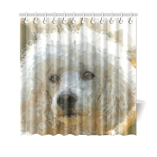 White Poodle Dog Low Poly Triangles Shower Curtain 69"x70"