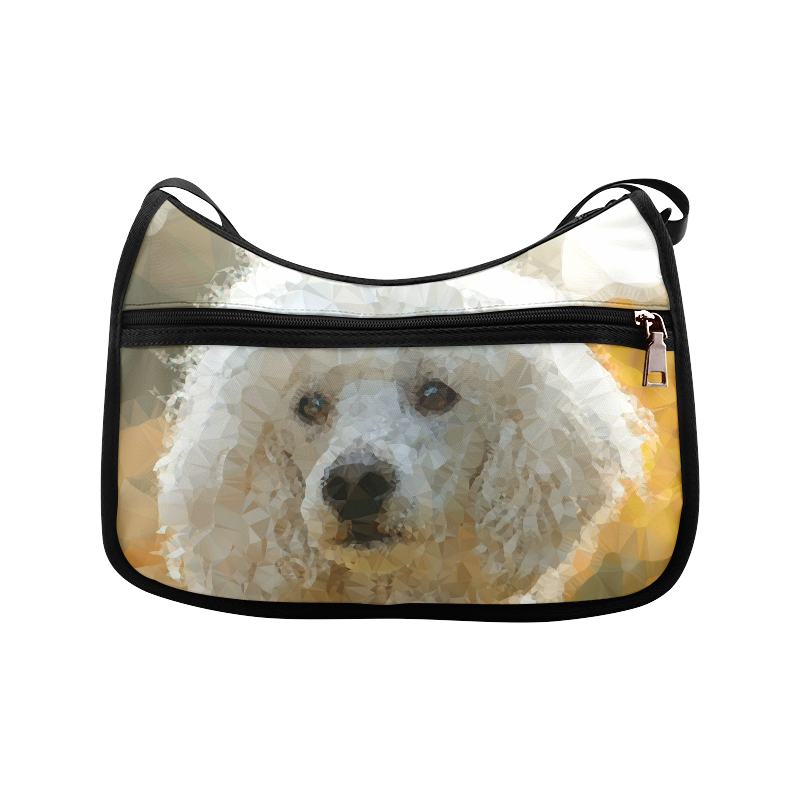 White Poodle Dog Low Poly Triangles Crossbody Bags (Model 1616)