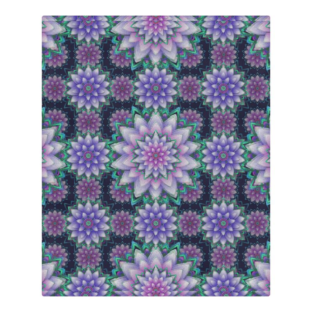Lotus Flower Ornament - Purple and green 3-Piece Bedding Set