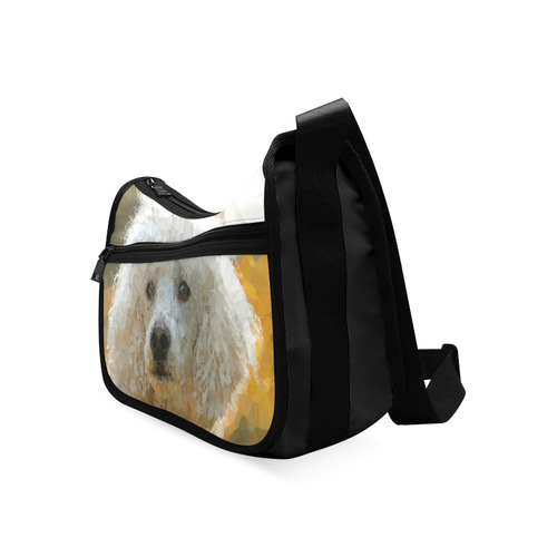 White Poodle Dog Low Poly Triangles Crossbody Bags (Model 1616)