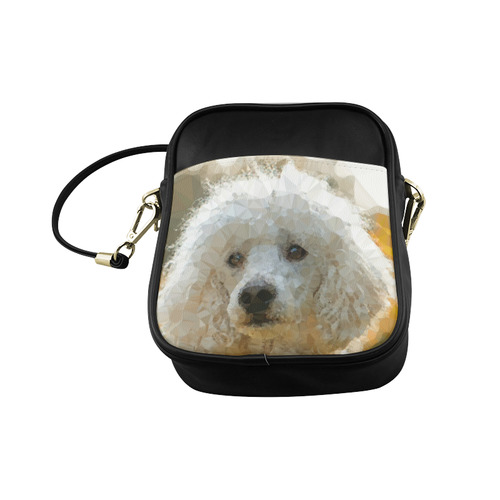 White Poodle Dog Low Poly Triangles Sling Bag (Model 1627)