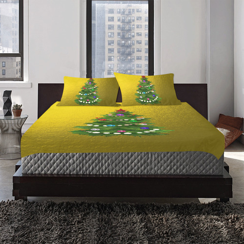 Christmas Tree on Gold 3-Piece Bedding Set