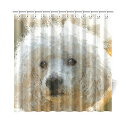 White Poodle Dog Low Poly Triangles Shower Curtain 72"x72"