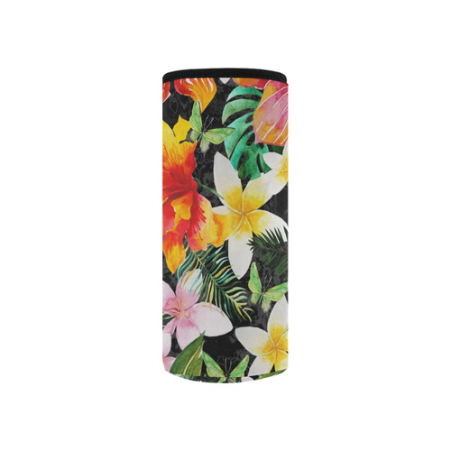 Tropical Flowers Butterflies III Neoprene Water Bottle Pouch/Small