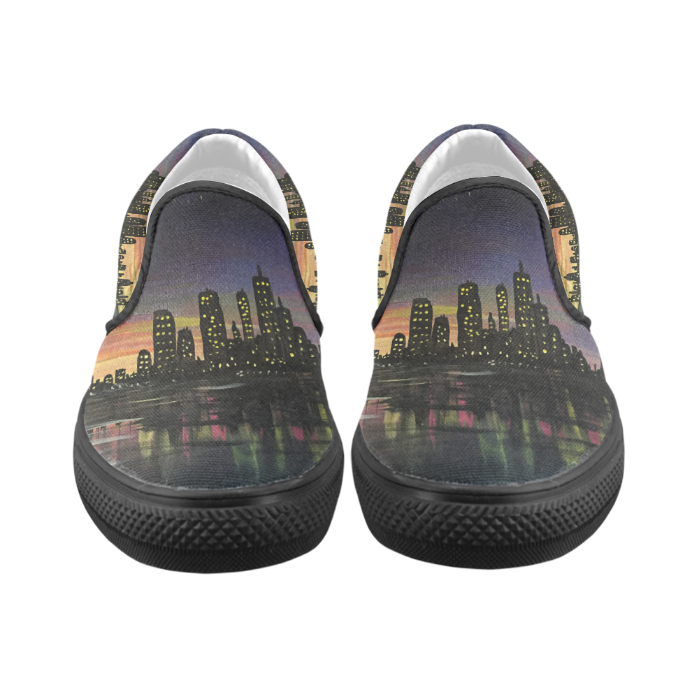 City Lights Men's Unusual Slip-on Canvas Shoes (Model 019)