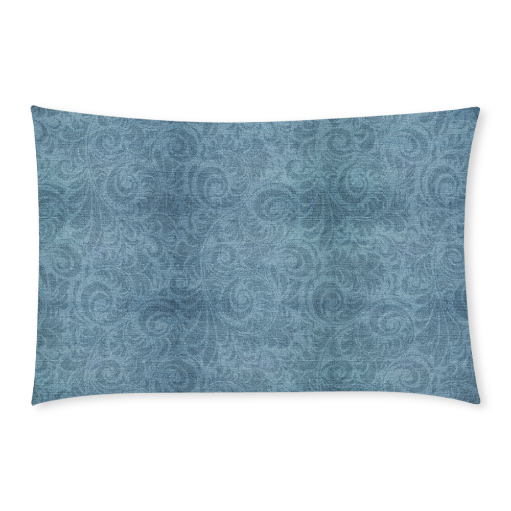 Denim with vintage floral pattern, turquoise blue 3-Piece Bedding Set