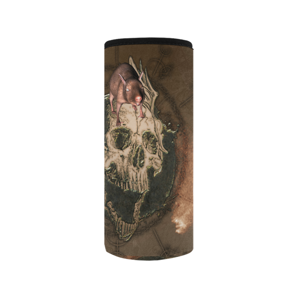 Awesome skull with rat Neoprene Water Bottle Pouch/Medium