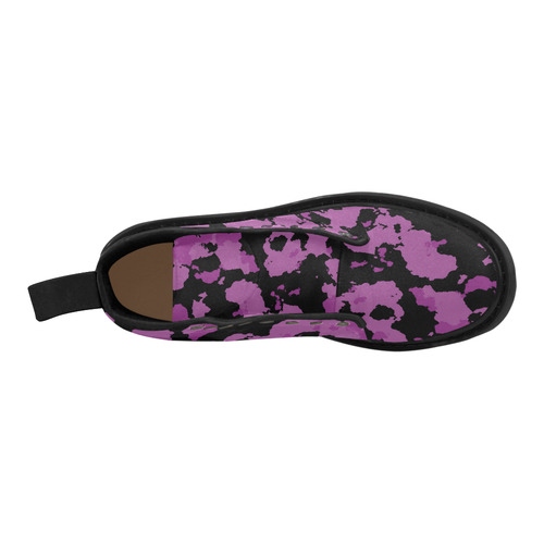 purple camouflage Martin Boots for Men (Black) (Model 1203H)