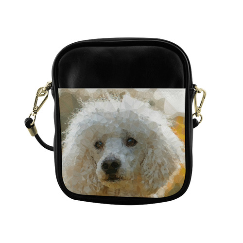 White Poodle Dog Low Poly Triangles Sling Bag (Model 1627)