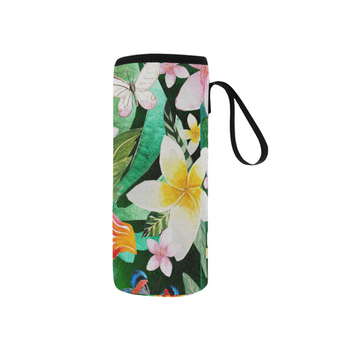 Tropical Flowers Butterflies II Neoprene Water Bottle Pouch/Small