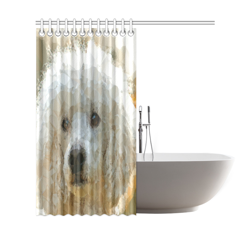 White Poodle Dog Low Poly Triangles Shower Curtain 69"x70"
