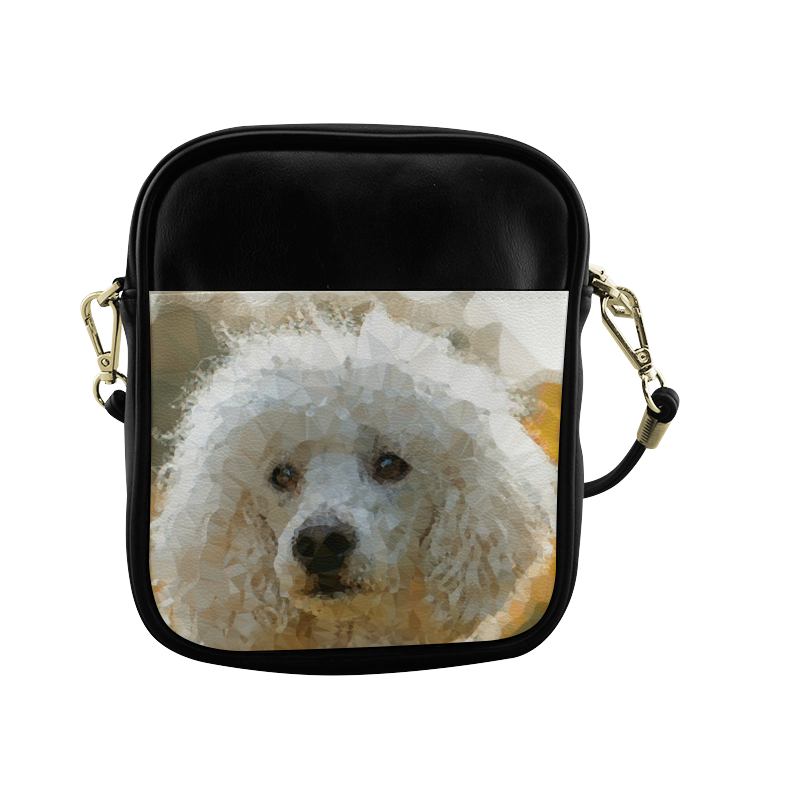 White Poodle Dog Low Poly Triangles Sling Bag (Model 1627)