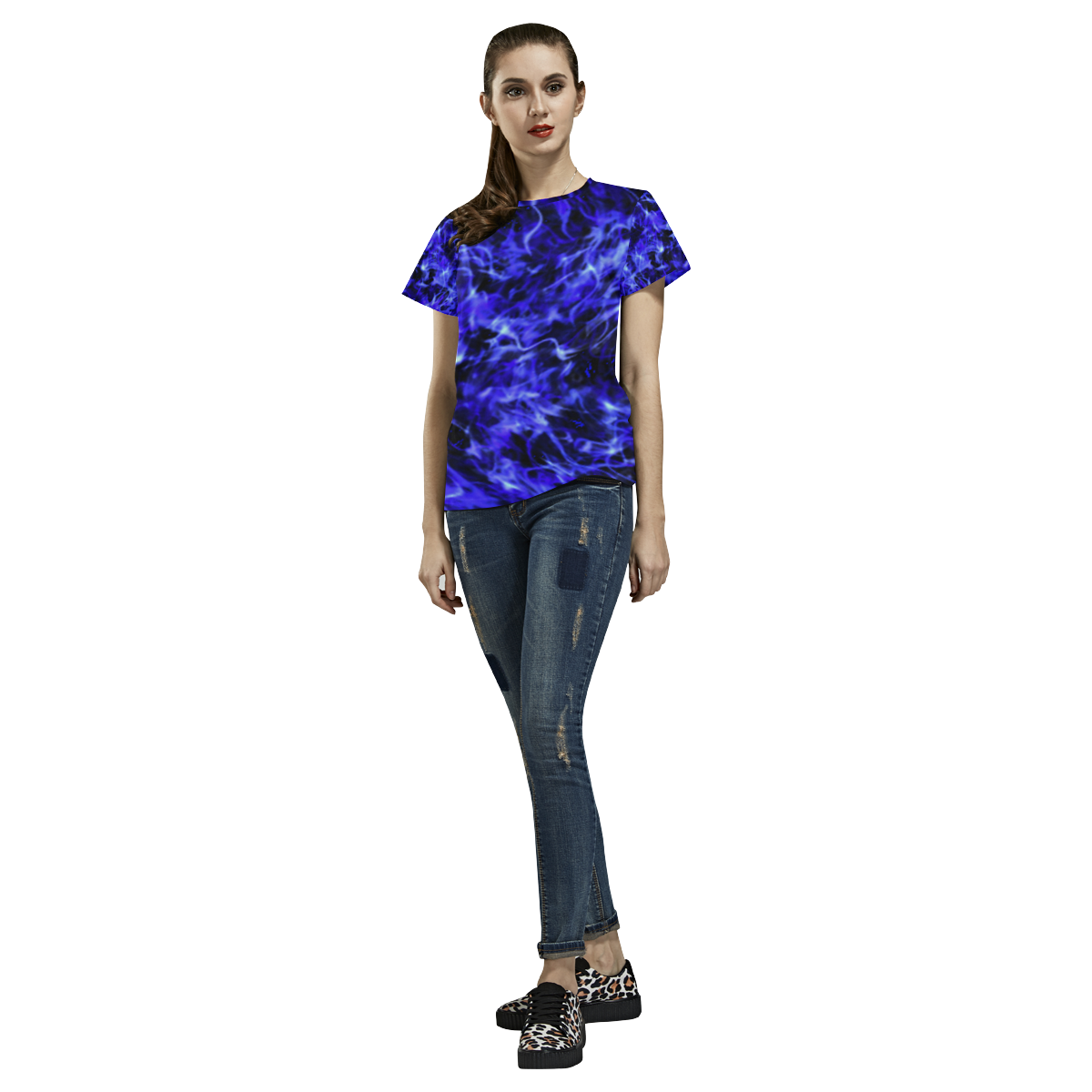 Electric blue All Over Print T-Shirt for Women (USA Size) (Model T40)