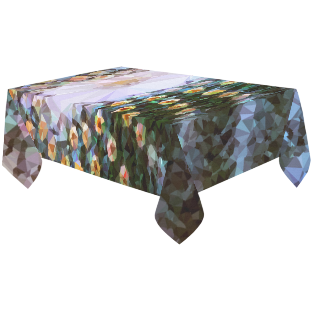 Succulent Geometric Low Poly Triangles Cotton Linen Tablecloth 60"x120"