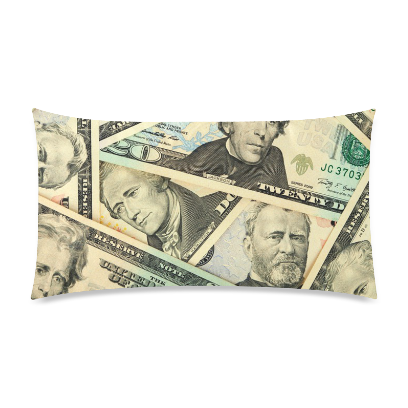 DOLLARS U.S BILLS 2 Rectangle Pillow Case 20"x36"(Twin Sides)