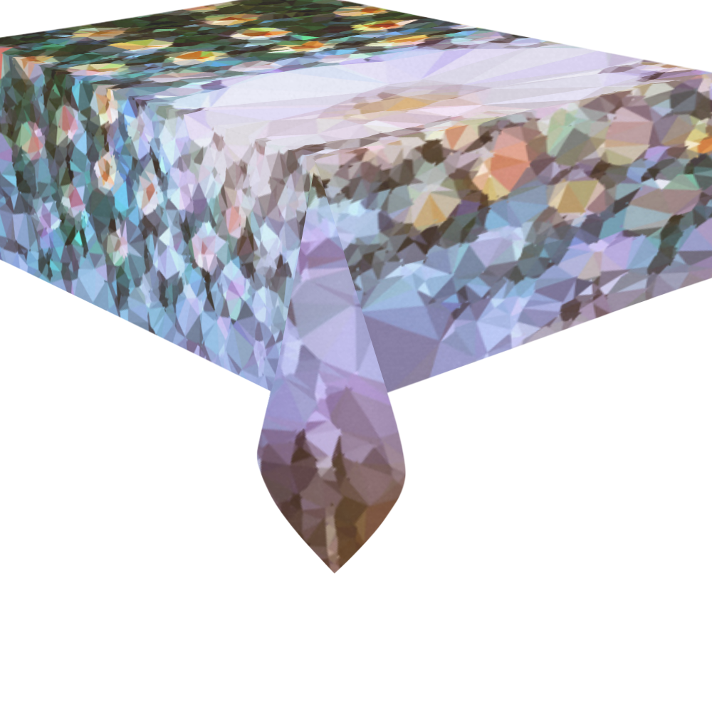 Succulent Geometric Low Poly Triangles Cotton Linen Tablecloth 60"x 84"