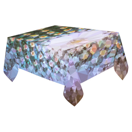 Succulent Geometric Low Poly Triangles Cotton Linen Tablecloth 52"x 70"