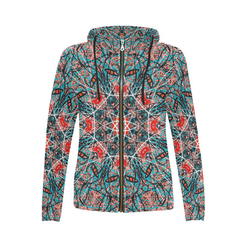Thleudron Agave All Over Print Full Zip Hoodie for Women (Model H14)