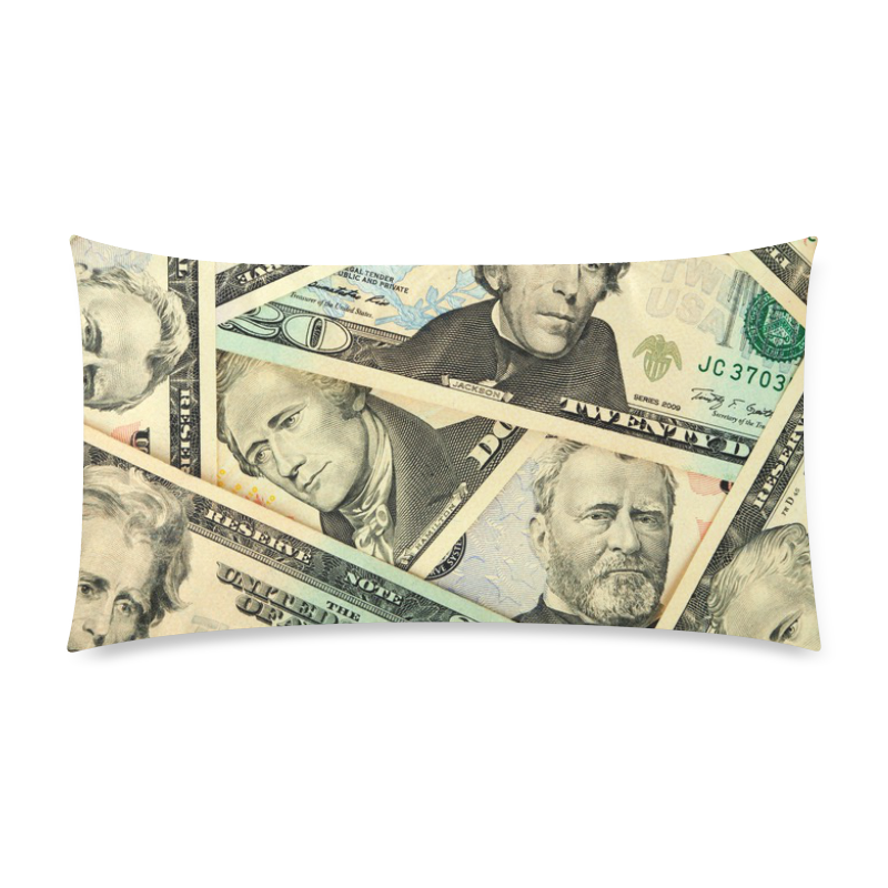 DOLLARS U.S BILLS 2 Rectangle Pillow Case 20"x36"(Twin Sides)