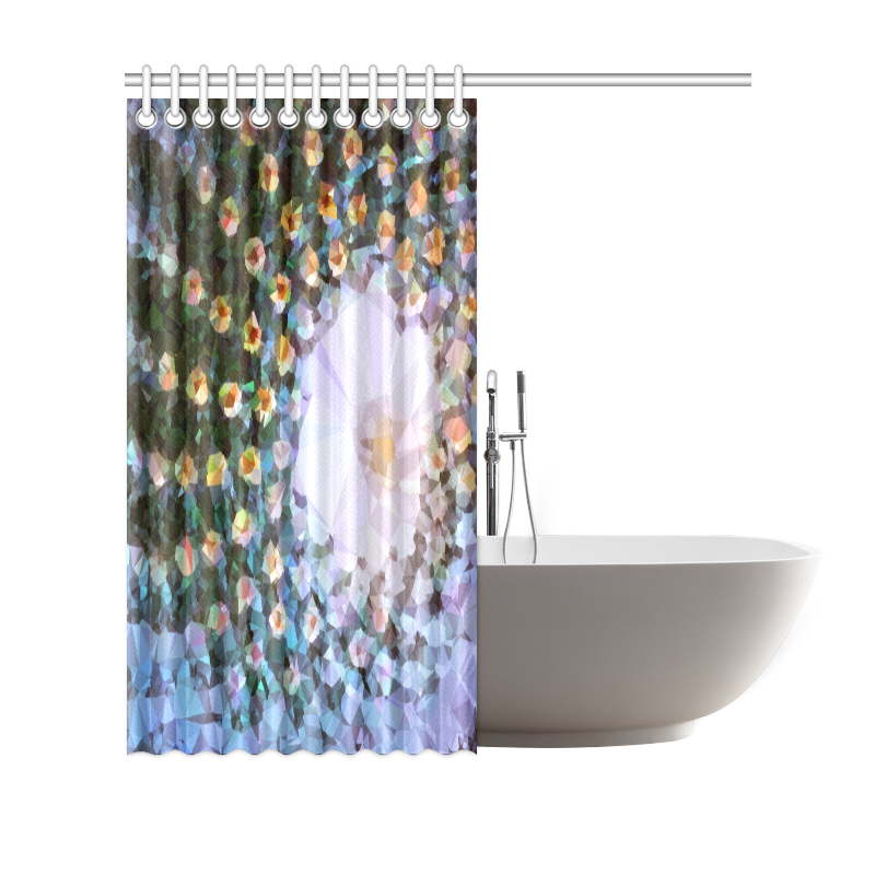 Succulent Geometric Low Poly Triangles Shower Curtain 69"x70"