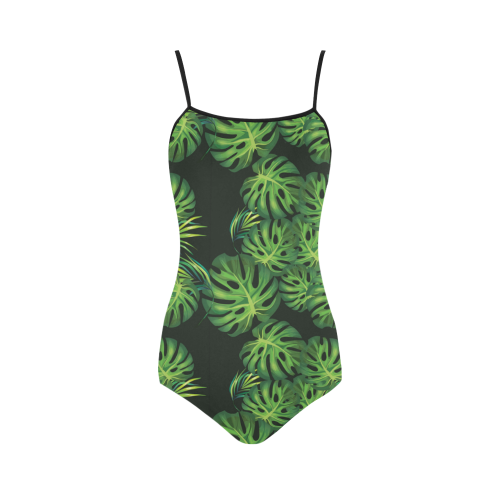 Tropical Black Strap Swimsuit ( Model S05)
